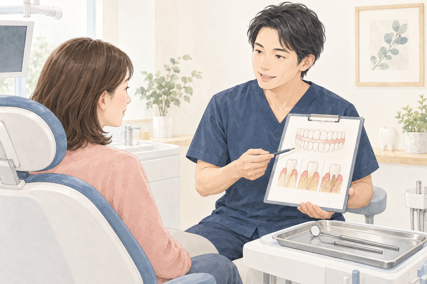検査と診療について説明を受けるイメージ