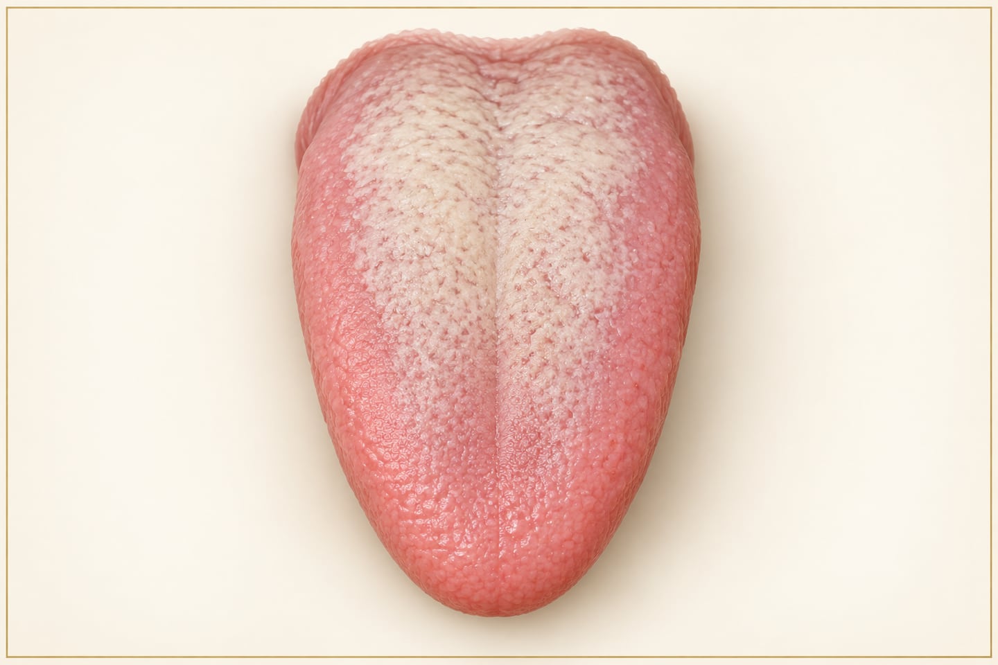 舌の中央から奥に白っぽい舌苔が付着した状態の説明用イラスト